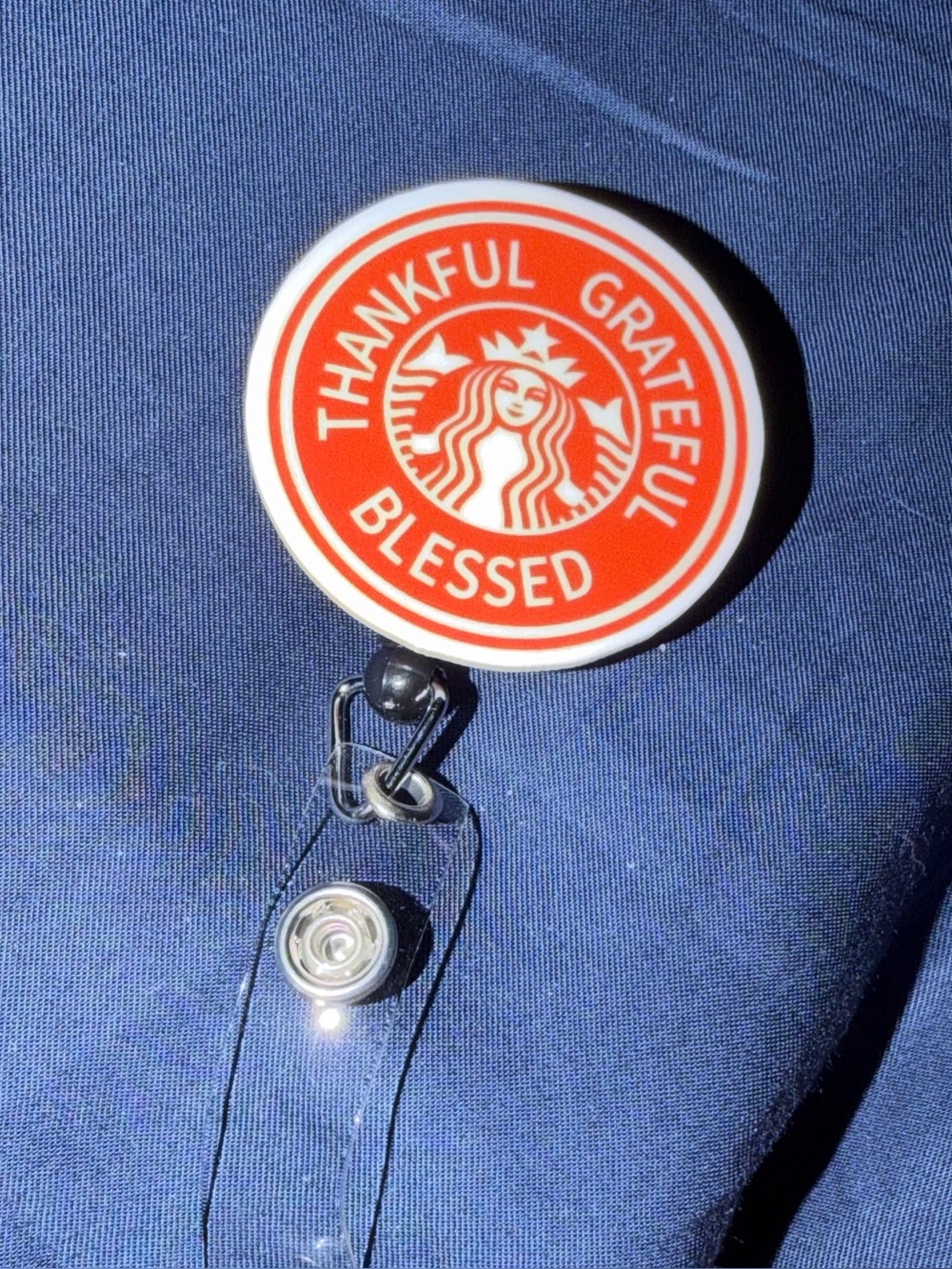 Starbucks Red Thankful Grateful Blessed Retractable Badge Reel